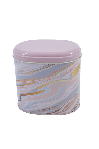 EVLE Ef004-F1 Liquid Flat Pink Patterned Oval Metal Storage Container 11X15 cm