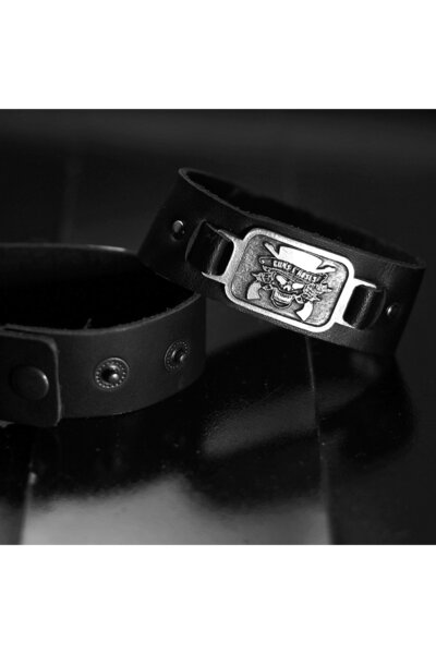 ORKO TAKI Guns N Roses Deri Bileklik Gümüş Kaplama