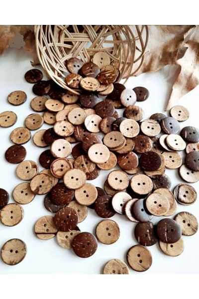 ZDC DESIGN Wooden Cocanat Button 15 Pack 28 Size 18 Mm