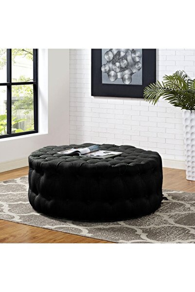 DeccoStil Kapitoneli Yuvarlak Puf/orta Sehpa/75cm