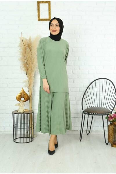 MODAMÜNASİP Wonderful Full Pleated Wide Leg Trousers Blouse Double Set