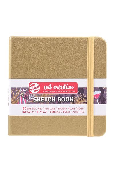 Talens Sketchbook Hard Cover Sketch Drawing Notebook 12x12 Cm140 gr80 YpMetallic Gold