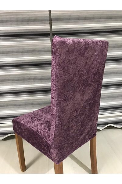 Aksa Home Κάλυμμα καρέκλας που πλένεται ελαστικό Lycra Velvet Vein Pattern Σετ 6 τεμαχίων