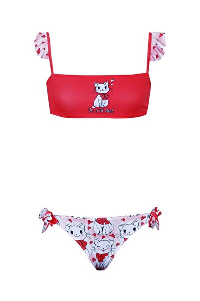 Kom Chat Kız Çocuk Bikini Κοραλί