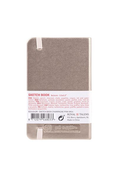 Talens Sketchbook Hard Cover Sketch Drawing Notebook 9x14 Cm140 gr80 YpMetallic Champagne