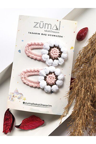 ZÜMAL Πλεκτό στο χέρι κούμπωμα με κουμπωτά κλιπ Iklim Powder Λευκό καφέ