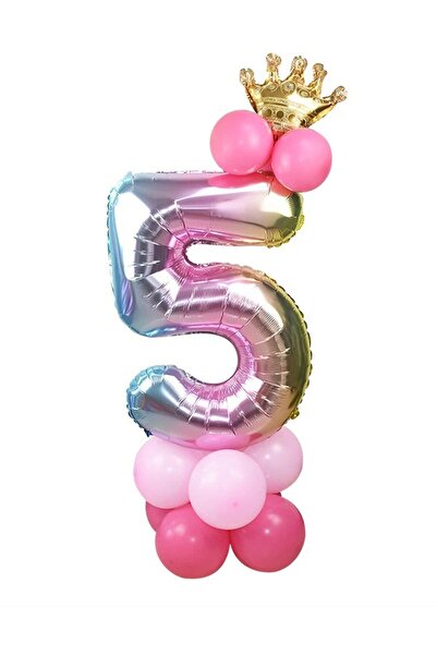 BEST PARTİ DOĞUM GÜNÜ PARTİ SÜSLERİ 5 Years Old Rainbow Colors Number Balloon...
