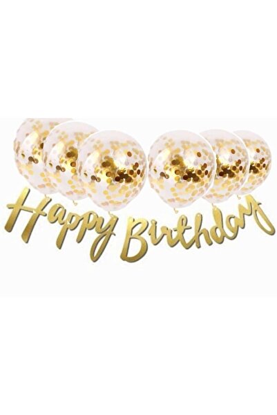 BEST PARTİ DOĞUM GÜNÜ PARTİ SÜSLERİ Transparent Balloon with Gold Confetti Si...