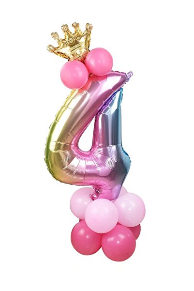 BEST PARTİ DOĞUM GÜNÜ PARTİ SÜSLERİ 4 Year Old Rainbow Colors Number Balloon ...