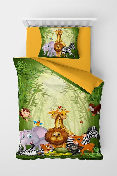 MonoHome Zoo 3d Pamuk Saten Çocuk Nevresim Takımı