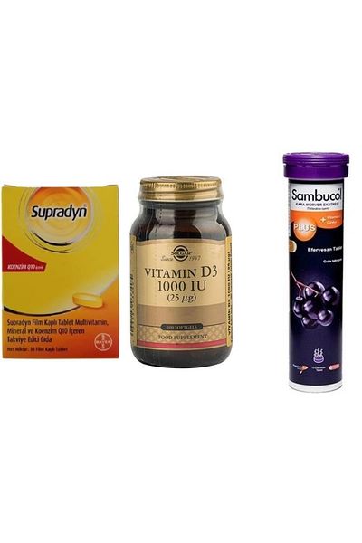 Solgar Supradyn Coenzyme Q10 30 Film Coated Tablet Vitamin D3 1000 Iu 100 Tablet Sambucol Plus Efferves