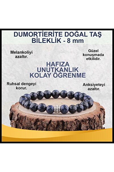 OSMANLI DEĞERLİ TAŞ Dumortierite Certified Natural Stone Bracelet - 8 mm B568