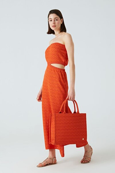 JOIN US Πλεκτό φόρεμα με πορτοκαλί σκίσιμο παράθυρο