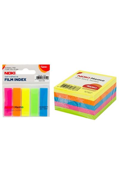 Noki 400 Pieces of Adhesive Note Paper 75x75mm and 5 Pieces of Film Index