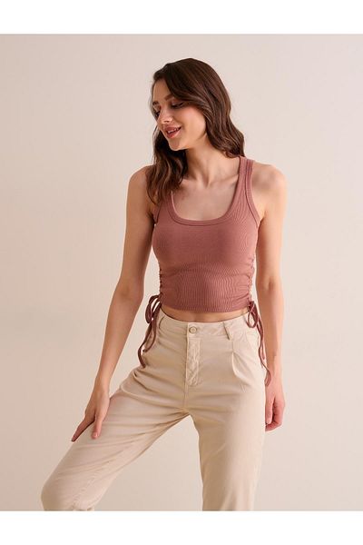 Jimmy Key Dámské růžové Slim Fit pletené tílko s kulatým výstřihem bez rukávů