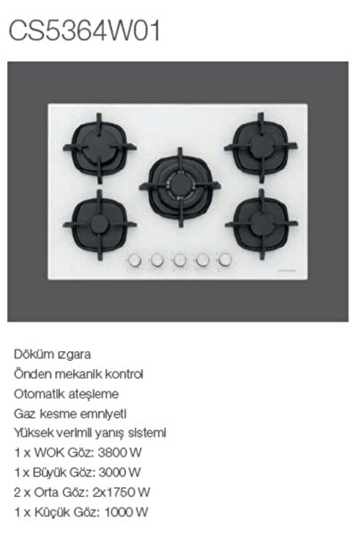 Silverline 3'lü Beyaz Cam Ankastre Set (3490 Oslo 60 Beyaz+cs5364w01+bo6501w01)