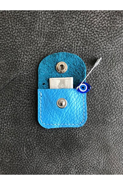 ViP GiFT Bebek Cevşen Dualı Kolye Muska Hakiki Deri El Yapımı Mavi