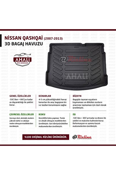 Rizline Nissan Qashqai 2007-2014 Uyumlu  3d Bagaj Havuzu+araç Kokusu