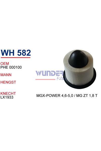 WUNDER Wh582 Hava Filtresi - Mgx-power 4,6-5,0 / Mg Zt 1,8 T Uyumlu