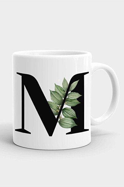 yasesen كوب بورسلين أبيض مع حرف M