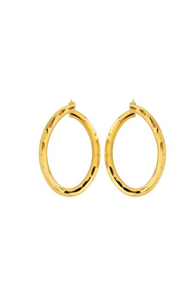ADOR Altın Oval Formlu Kristal Küpe