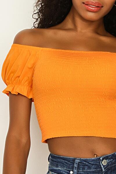 Select Moda Γυναικεία πορτοκαλί μπαλόνι μανίκι Gipeli Crop μπλούζα