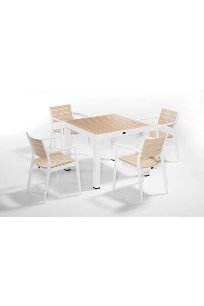 Novussi Regnum 4lü Masa Sandalye Bahçe Takımı 4 Adet Koltuk Sandalye (Beyaz-F...