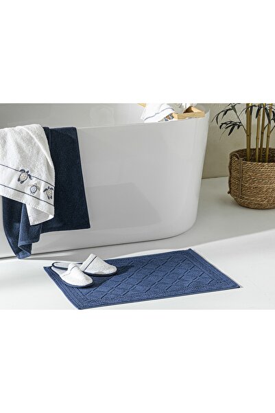 English Home Freya Бавовняний жакардовий килимок для ніг 50x70 см, синій