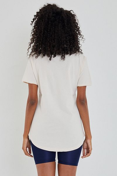 COOL TARZ Stil Cool Women Ecru Dirty Guler Casual Tricou-xktcps001r11s