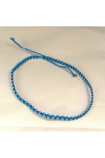 Pafuli Handmade Knitted Double Colored Anklet Flower Pot - Blue