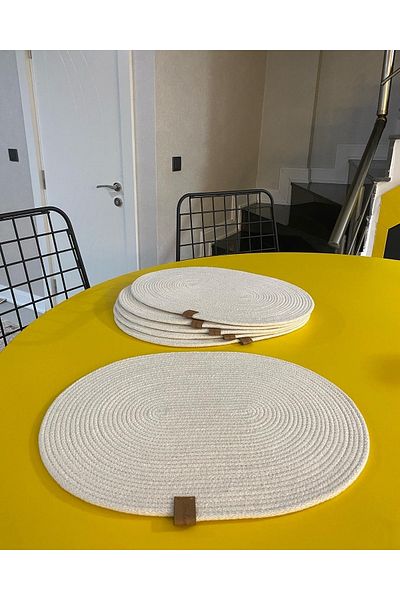 Sevdam Sepet White Oval/ellipse American Service Σετ 6, Πλένεται, Σιδερώνεται, Ψάθινο American Service, Πλάκα