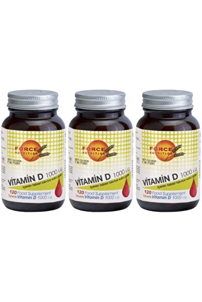 Force Nutrition فيتامين د 1000 وحدة دولية - 120 قرص 3 علب 360 قرص