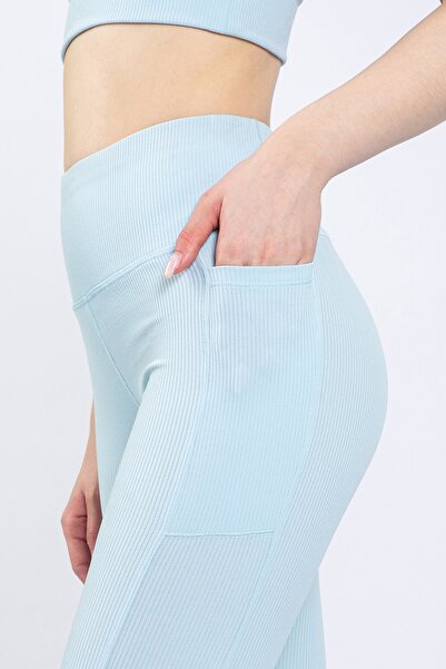 The Step Sports Γυναικείο αθλητικό κολάν με ψηλόμεσο μπλε τσέπη 25"