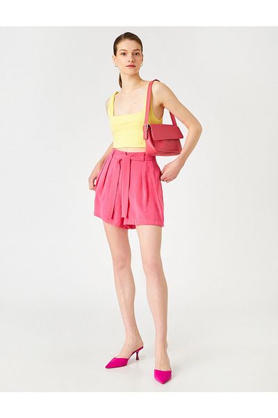 Koton Wide Leg Shorts Pocket Belted Modal Blend