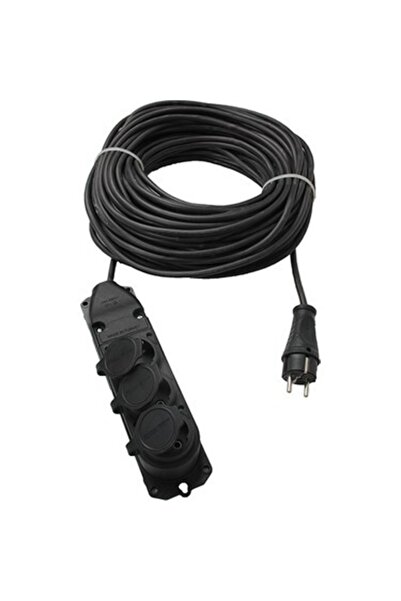 OEM 35 mt Siyah 3x1.5 Ttr Kaucuk Uzatma Seyyar 3 Lü