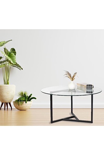 AGA KONSEPT Şeffaf Camlı Orta Sehpa Siyah