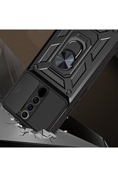 Fibaks Oppo A5/A9 2020 Compatible Case Camera Protection Sliding Ring Armor Military Tank Armor
