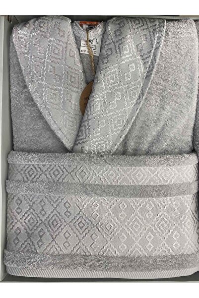 Özdilek Dory Aile Bornoz Seti Krem-gri