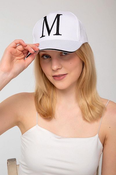 Saria Moda White Cap with Letter M
