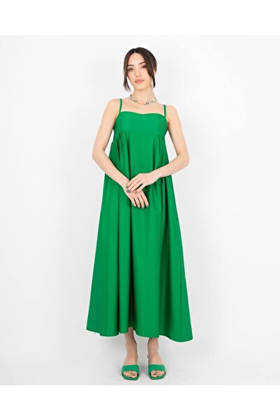 ALYA BUTİK Green Rope Strap Long Dress