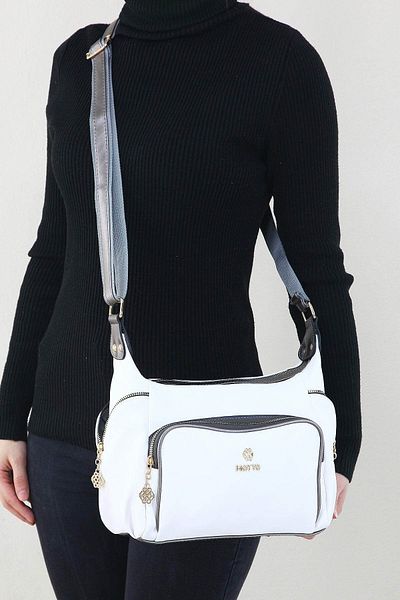 MOTTO Cross Strap Women's Design Shoulder Bag Waterproof Satin Fabric Multi-Eye Zipper Lined 5323