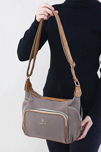 MOTTO Cross Strap Women's Design Shoulder Bag Waterproof Satin Fabric Multi-Eye Zipper Lined 5323