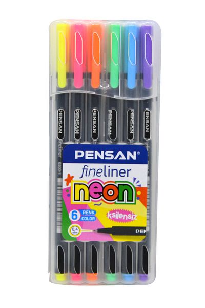 Pensan 6500 Neon 6-Piece Fineliner Pen Set