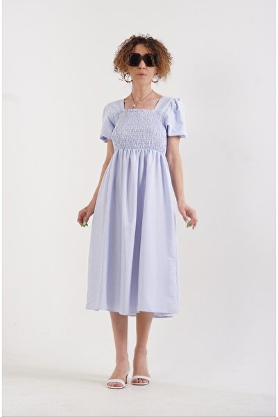 Zelish My Sister Rochie cu mânecă cu balon în dungi