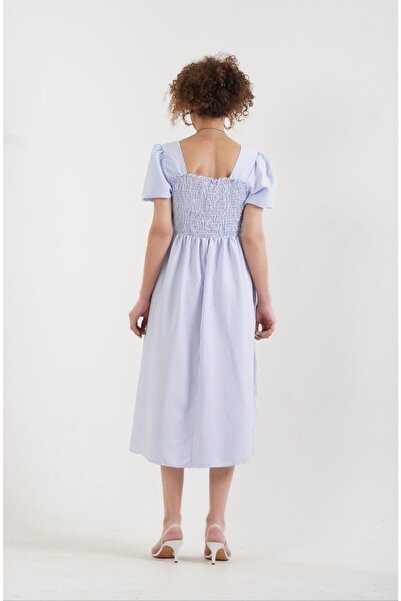 Zelish My Sister Rochie cu mânecă cu balon în dungi