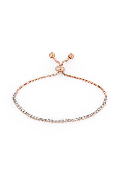 Polo Air Zircon Stone Waterway Necklace and Elevator Bracelet Combination Copper Color