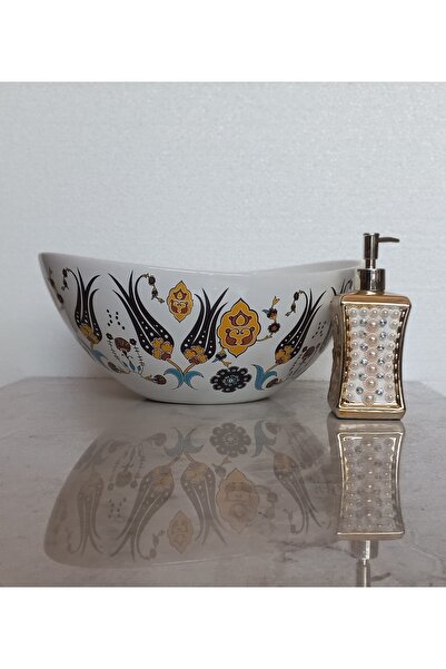 Kütahya Çini El Yapımı % 100 Porselen Lavabo 41x32x18 Cm