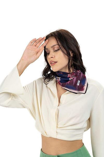 Sarar Women's Pearl Silk Patterned Scarf-bandana