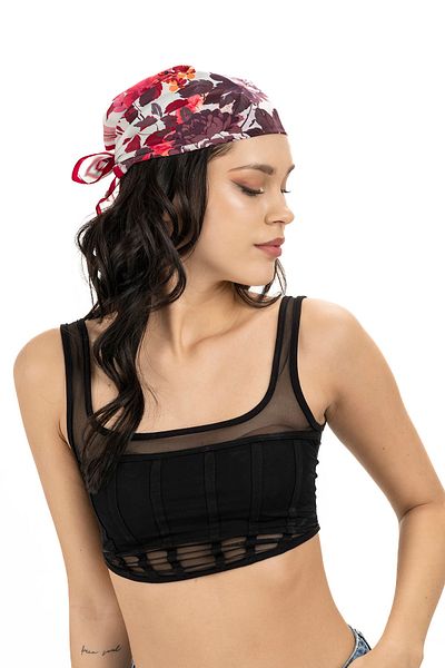 Sarar Women's Pearl Silk Patterned Scarf-bandana