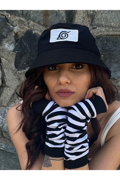 Orçun Özkarlıklı Black Naruto Anime Embroidered Bucket Hat Fisherman Hat Bucket Hat